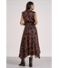 Elan Belted Sleeveless Maxi Dress Brown Foliage