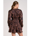 Elan Long Sleeve Elastic Waist Dress Brown Foliage