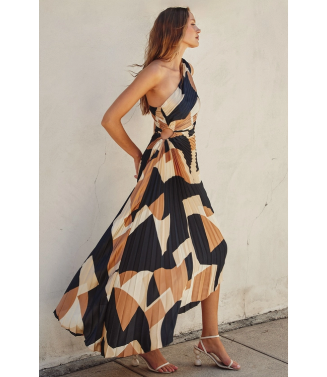 First Class Pleated Maxi Dress Midnight Taupe