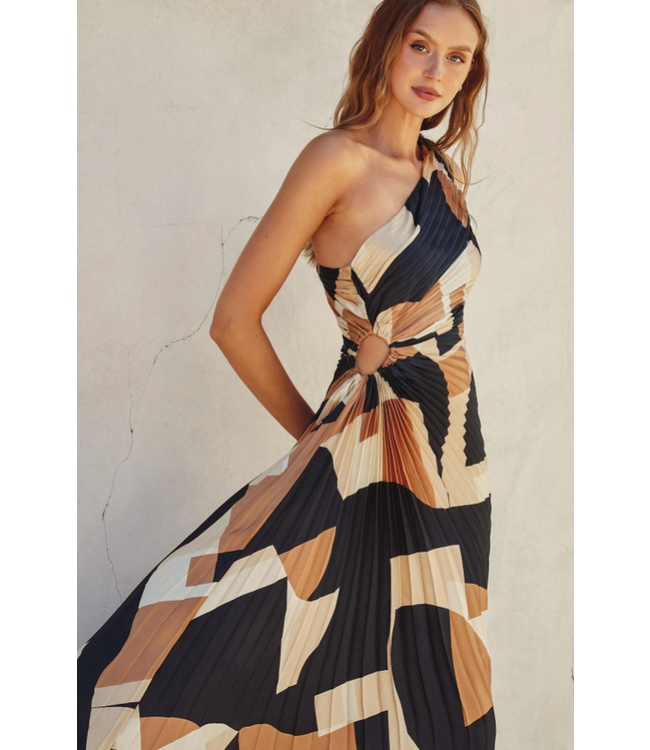 First Class Pleated Maxi Dress Midnight Taupe