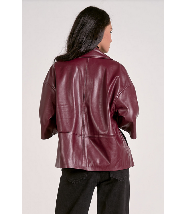 Short Sleeve Oversized Jacket Plum