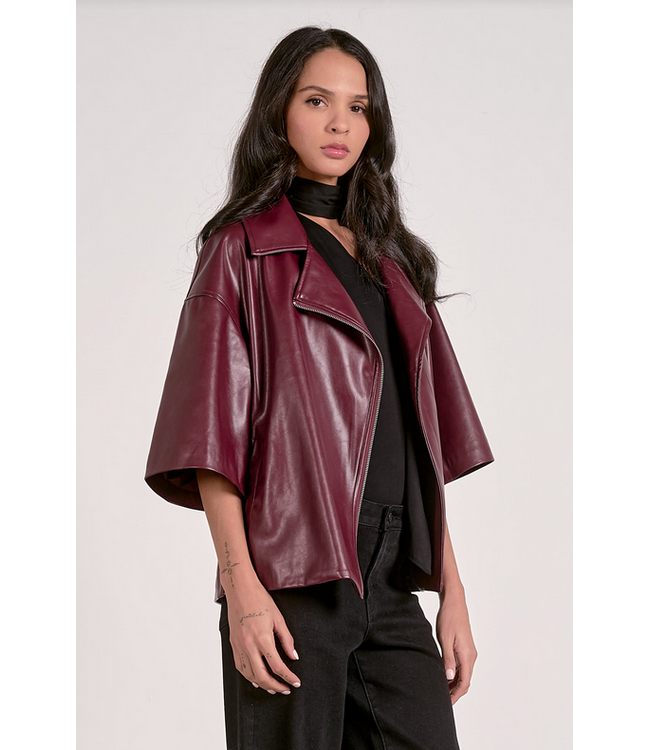 Short Sleeve Oversized Jacket Plum