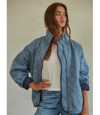 Quilted Denim Cotton Washed Jacket