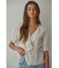 Woven Cotton Buttondown V-Neck Top White