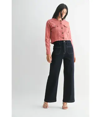 Just Black Denim Patch Pocket Wide Leg Super Dark Denim