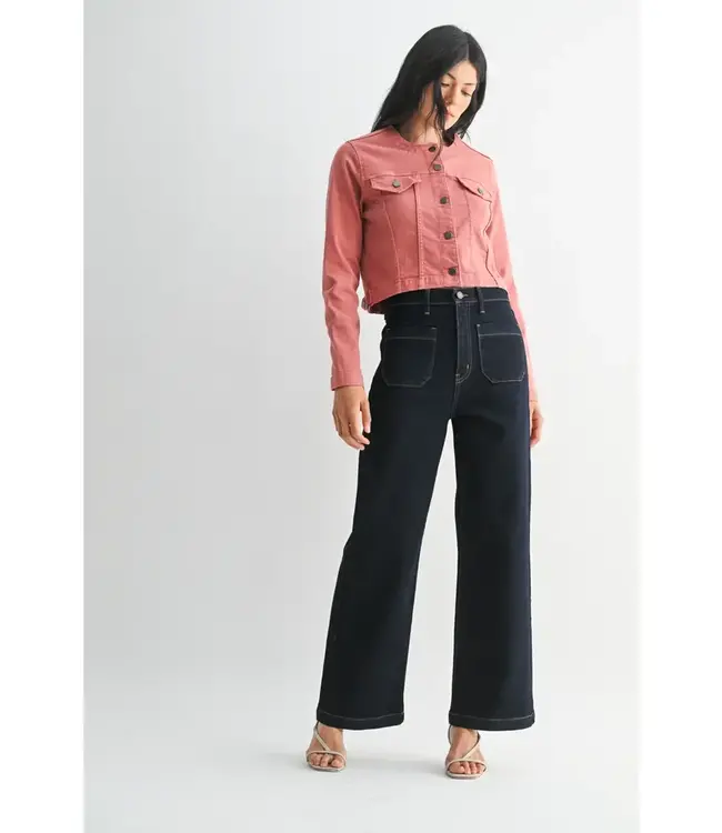 Just Black Denim Patch Pocket Wide Leg Super Dark Denim