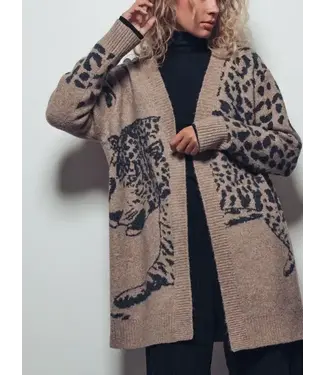 Animal Jacquard Long Knit Cardigan