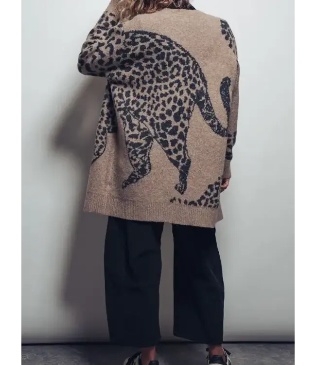 Animal Jacquard Long Knit Cardigan