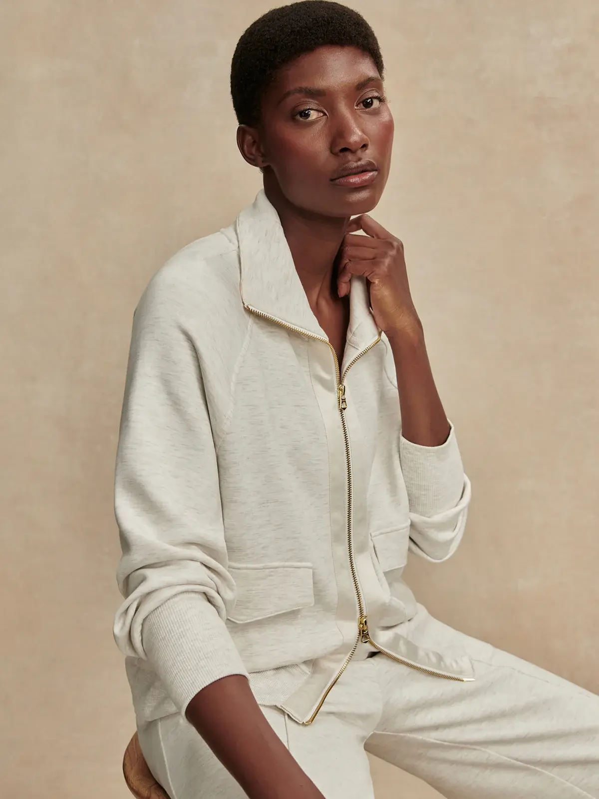 Roxbury Zip Through Iory Marl - Simply Elegant Boutique