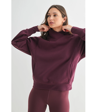 Hearthline Fleece Mock Neck Sweater Plum