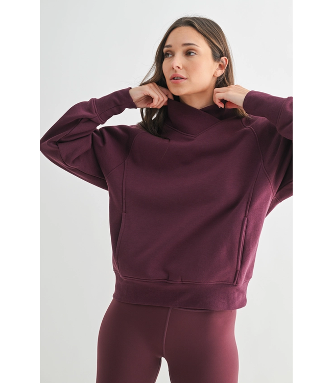Hearthline Fleece Mock Neck Sweater Plum