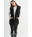 Oversized Quilted Fleece Vest with Hood Black