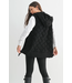 Oversized Quilted Fleece Vest with Hood Black