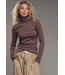Striped Turtleneck Knit Top Teal/Brown