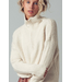 Textured Quarter-Zip Fold Collar Sweater Ivory
