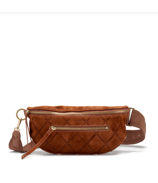 Hammitt Charles Crossbody Chocolate Diamond Suede/ AG Med