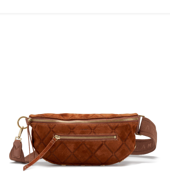 Hammitt Charles Crossbody Chocolate Diamond Suede/ AG Med