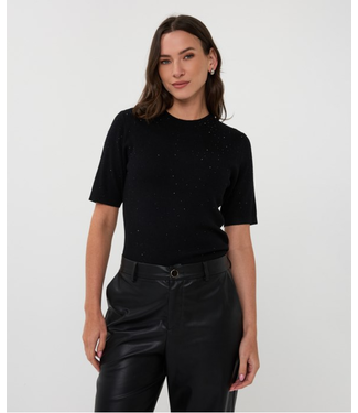 Esqualo Short Sleeve Rib Studs Top Black