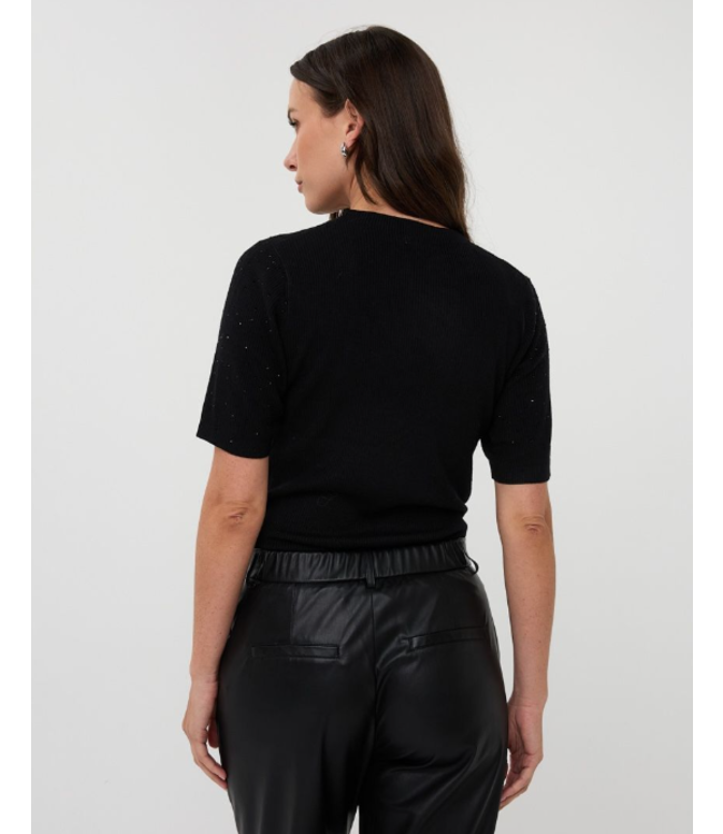 Esqualo Short Sleeve Rib Studs Top Black