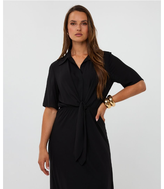 Knot Short Sleeve Dress Long Black
