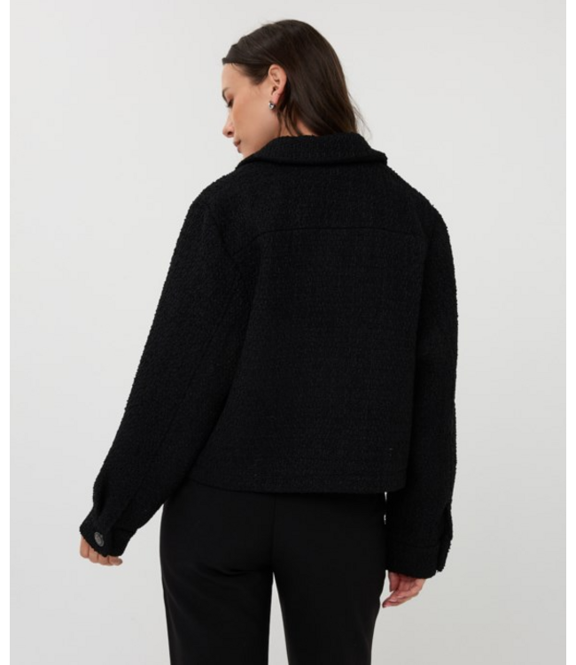 Fancy Buttons Solid Tweed Jacket Black