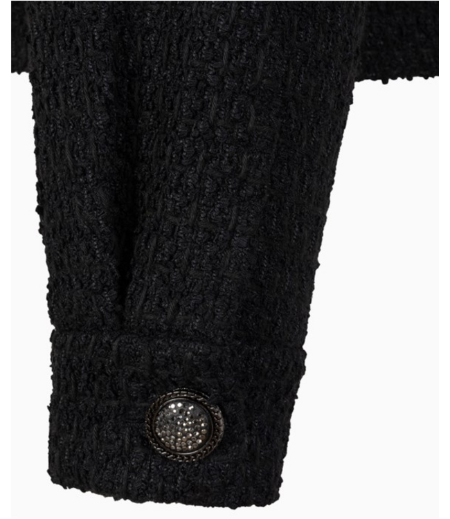 Fancy Buttons Solid Tweed Jacket Black