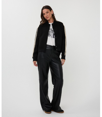 Esqualo Tweed Stripe Bomber Jacket Black