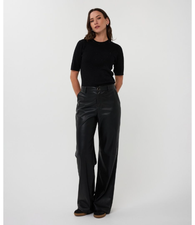 Esqualo Short Sleeve Rib Studs Top Black