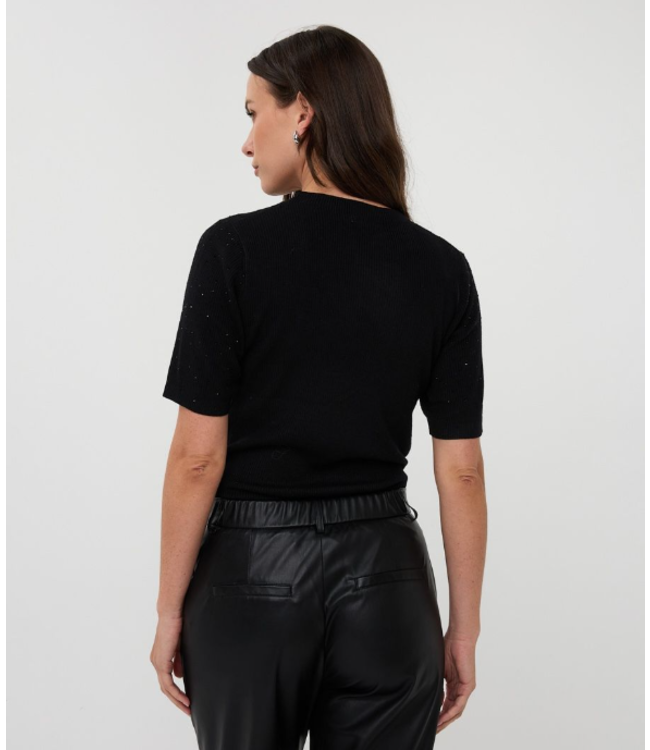 Esqualo Short Sleeve Rib Studs Top Black