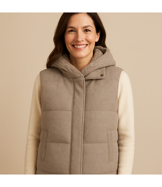 Linda Richards Goose Down Vest Taupe
