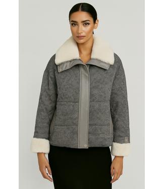 Linda Richards Danish Mink Down Coat Black/White