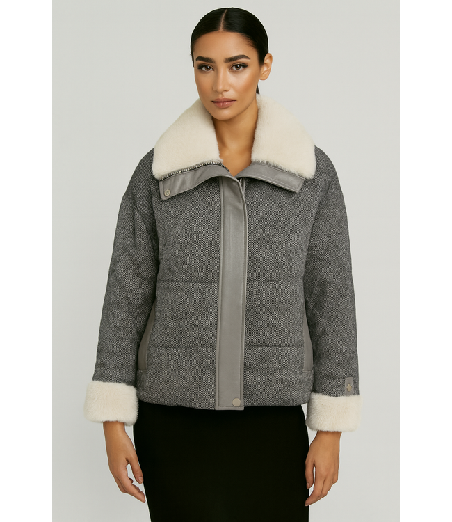 Linda Richards Danish Mink Down Coat Black/White