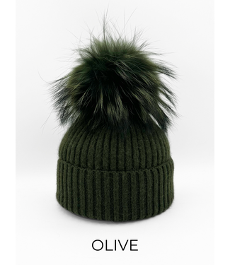 Linda Richards Angora Wool Blend Hat Olive Green