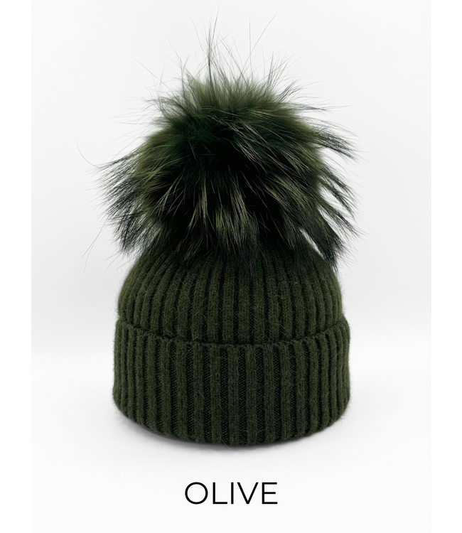 Linda Richards Angora Wool Blend Hat Olive Green