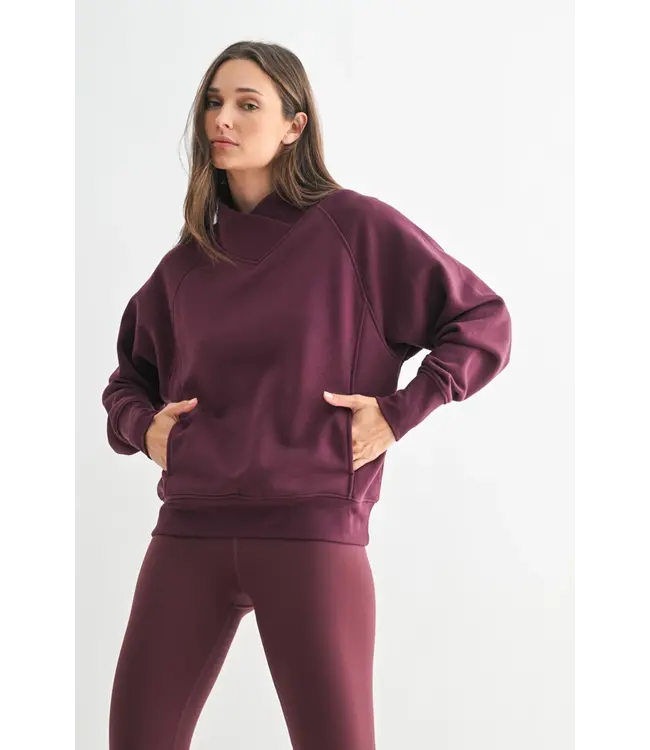 Hearthline Fleece Mock Neck Sweater Plum