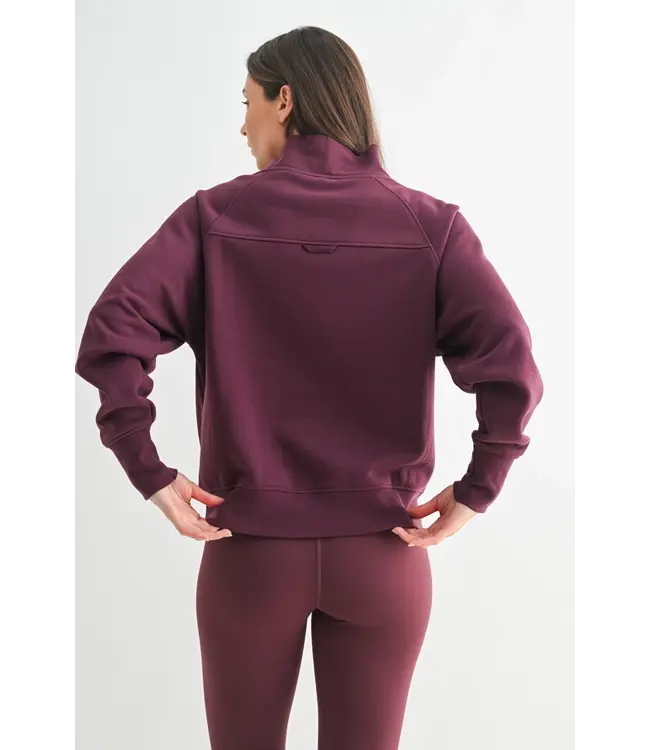 Hearthline Fleece Mock Neck Sweater Plum