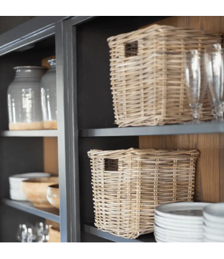 Rattan Square Kubu Grey Storage Baskets Lrg