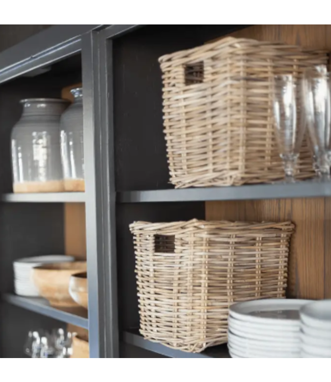 Rattan Square Kubu Grey Storage Baskets Lrg