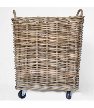 Rattan Square Kubu Grey Baskets On Wheels Lrg