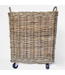 Rattan Square Kubu Grey Baskets On Wheels Lrg