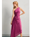 Olympia Assymetrical Pleated Dress Purple Magenta