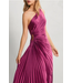 Olympia Assymetrical Pleated Dress Purple Magenta