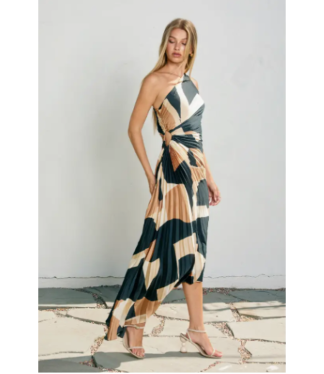 First Class Pleated Maxi Dress Midnight Taupe