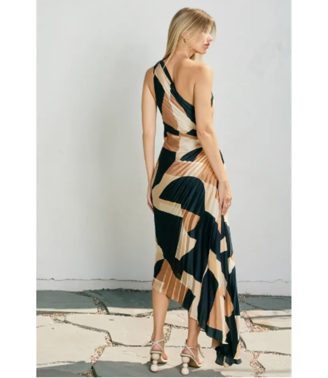 First Class Pleated Maxi Dress Midnight Taupe