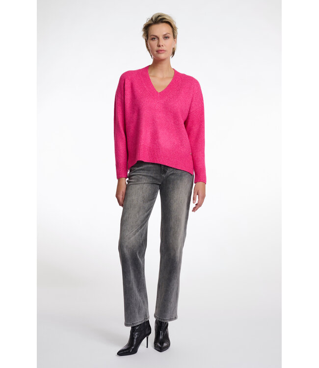Maribel V Neck Sweater Deep Pink