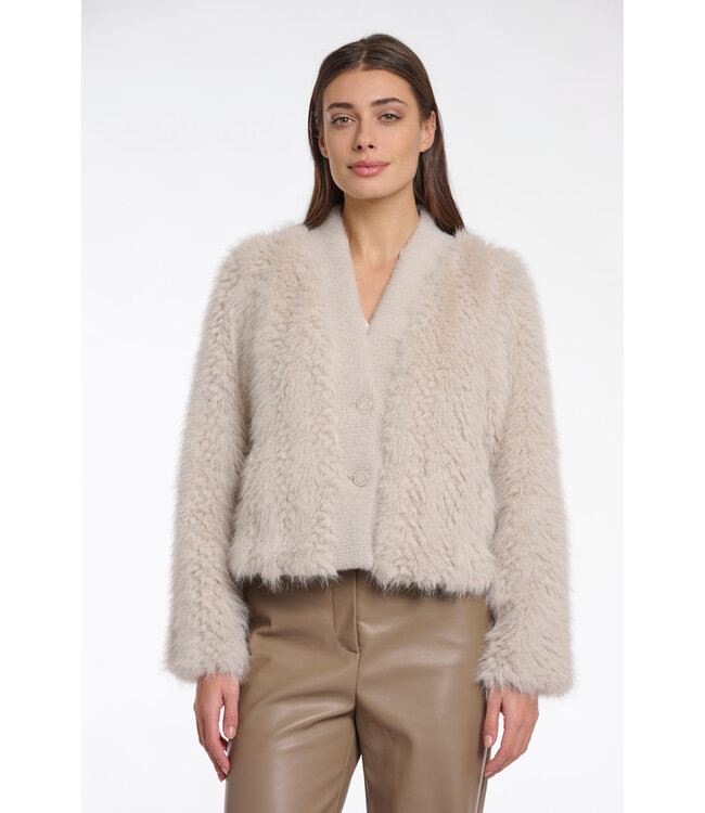 Chaimae Short Faux Fur Jacket Birch