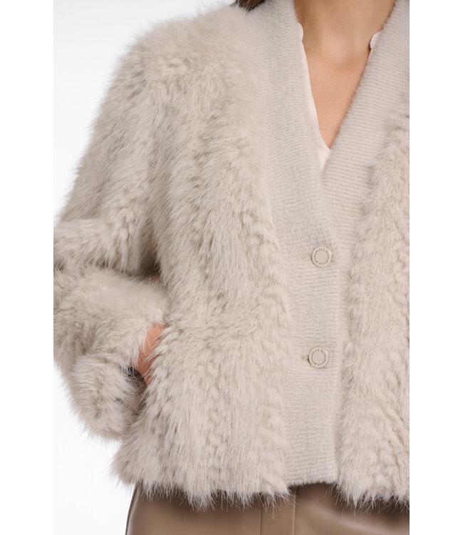 Chaimae Short Faux Fur Jacket Birch