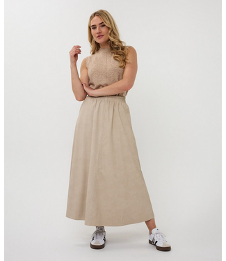 Esqualo Lightweight PU Long Skirt Light Taupe