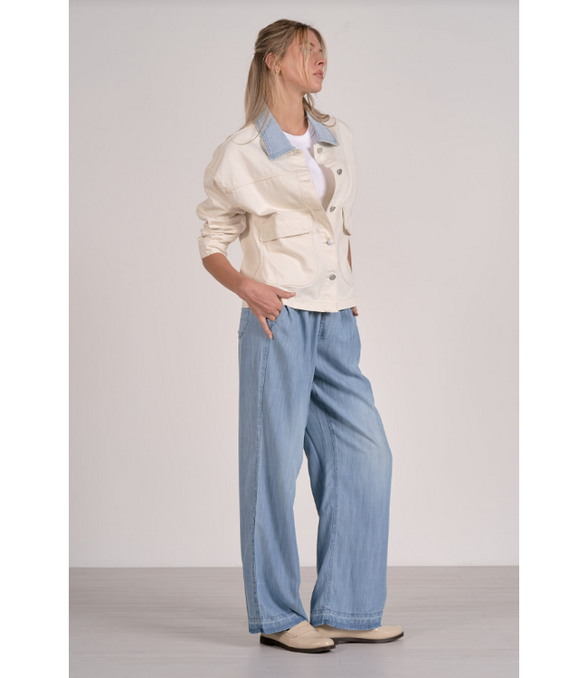 Elan Jacket Denim Front Pocket Natural