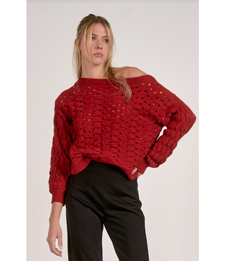 Elan Wide Neck Sweater Red